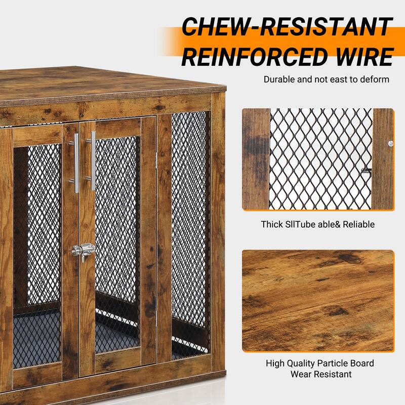 Furniture Dog Crate With Tray For Large Dogs, Indoor Aesthetic Puppy Kennel Pet House Dog Cage With Door