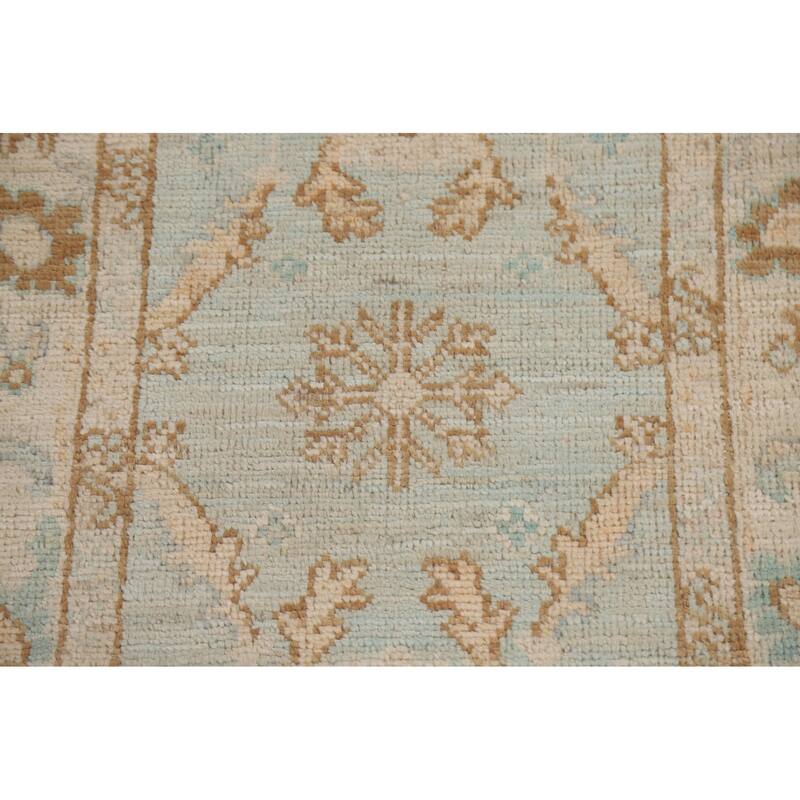 Hand Knotted Oriental 100% Wool Carpet Transitional Geometric Navy Blue & Blues Oushak Area Rug - 3' 0'' X 1' 11''