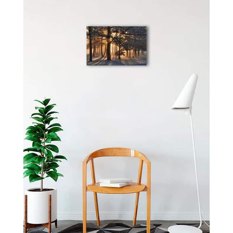 Sunrise in a Snowy Forrest Photography by Wayne Collamore Art Poster - Print On Demand - 12 x 18 Inch