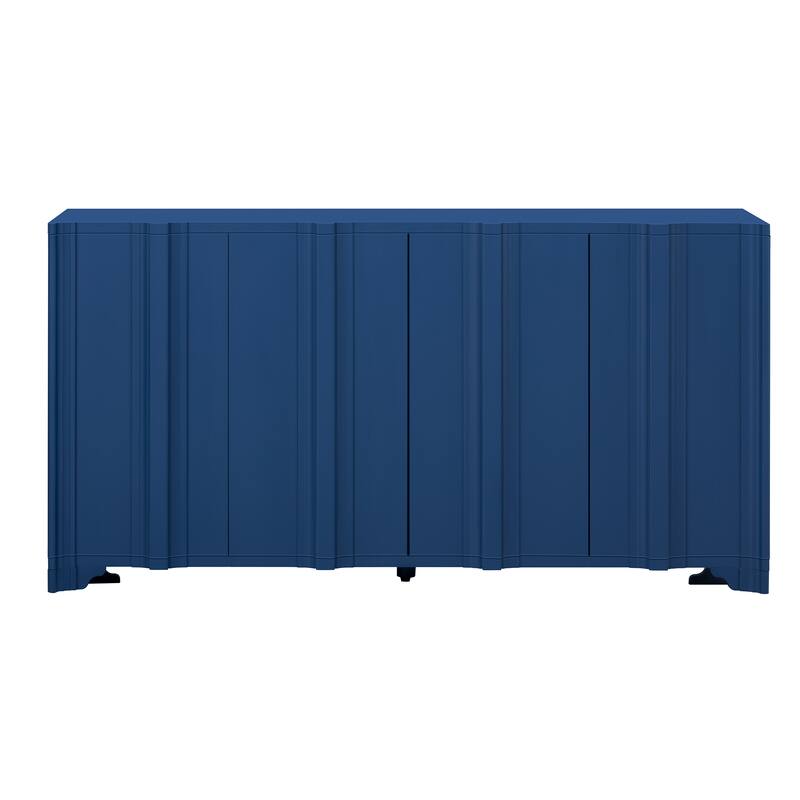4-Door Sideboard Adorned with Intricate Linear Accents