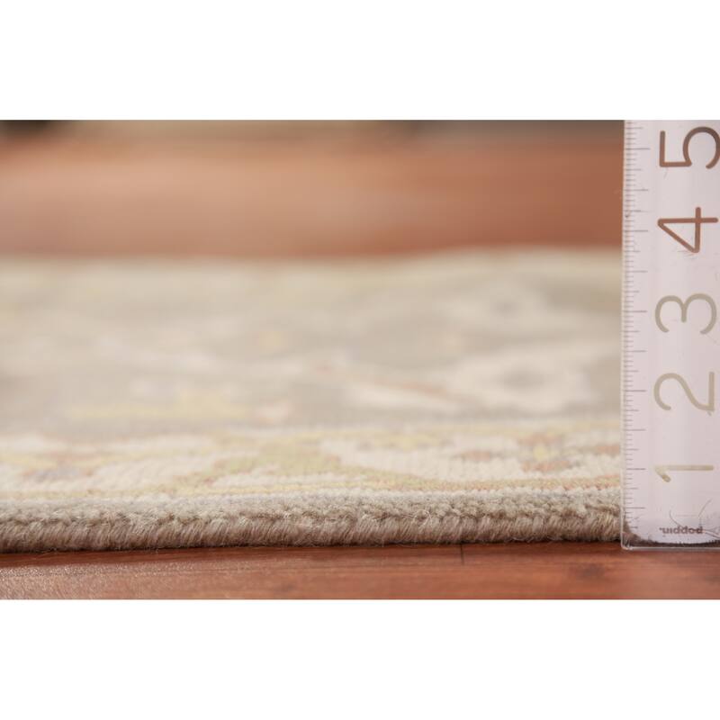 Light Brown Oushak Oriental Runner Rug Handmade Floral Wool Carpet - 2'8" x 10'0"