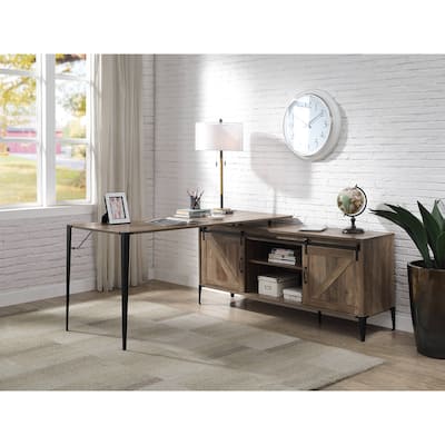Versatile Rustic Oak Writing Desk with Innovative Storage Options