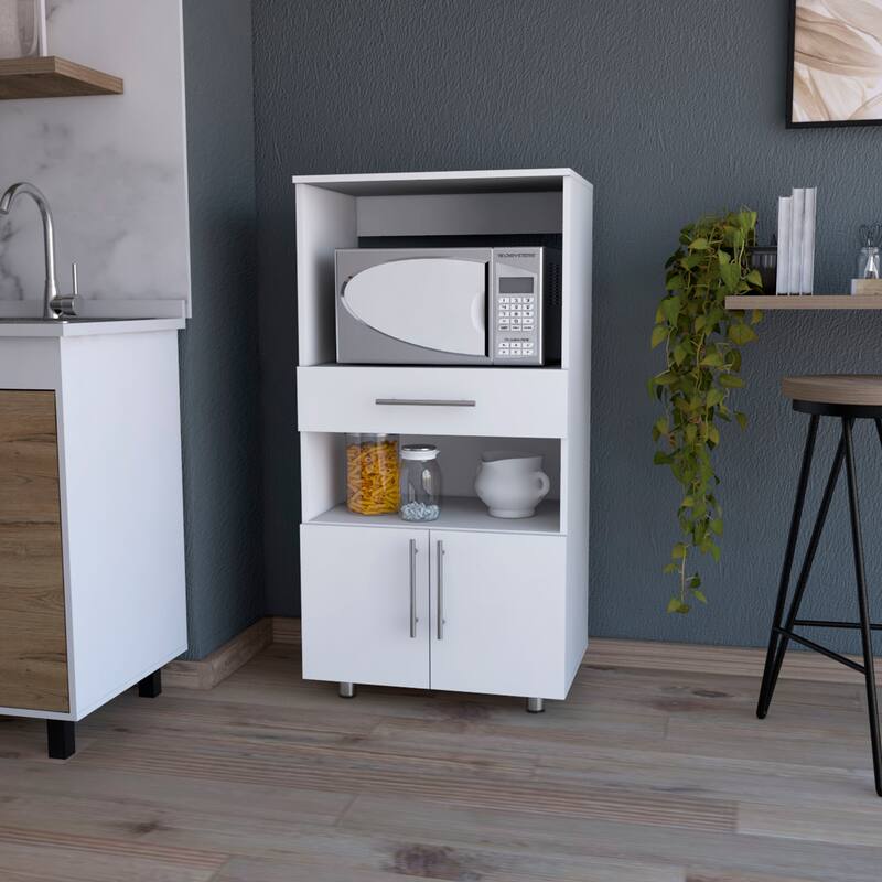 Corsica Pantry Cabinet Microwave Stand, Multi-Function with Drawer