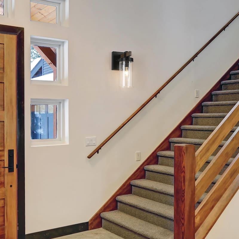 Fora Modern Farmhouse 1-light Cylinder Seeded Glass Shade Bathroom Vanity Light - L4.5"* W 5.5"* H 8.5"