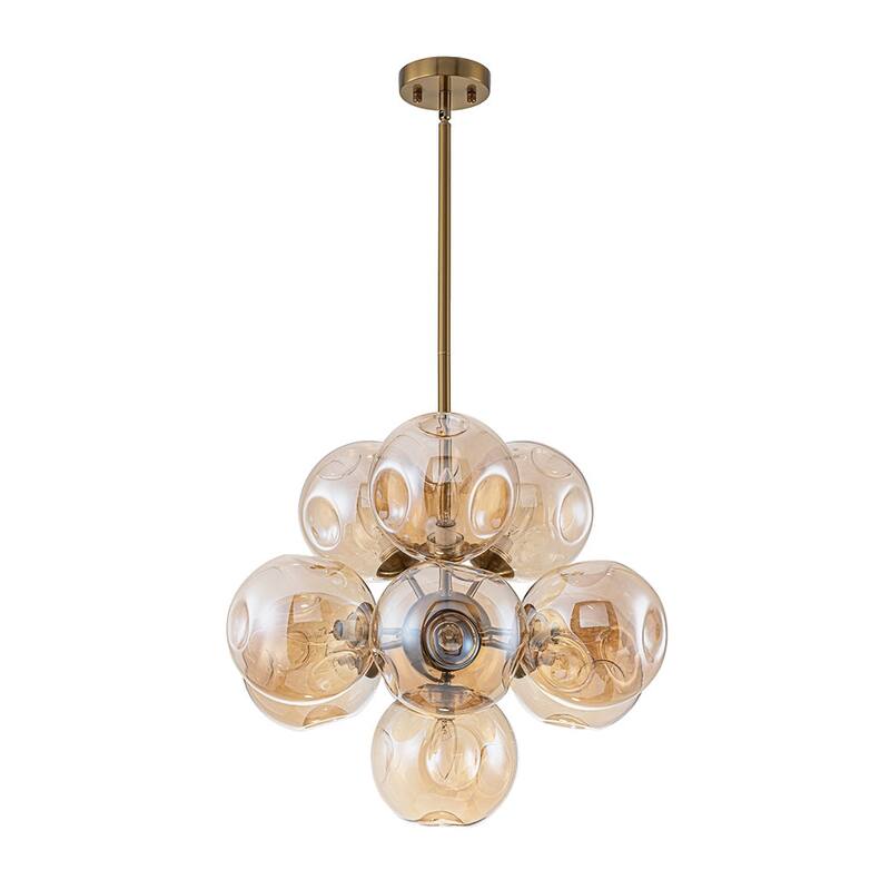 Designer Cluster Amber Glass Globe Round Sputnik Chandelier 22 inches