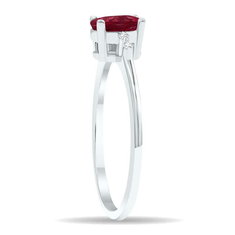 Women's Ruby and Diamond Sparkle Ring in 10K White Gold