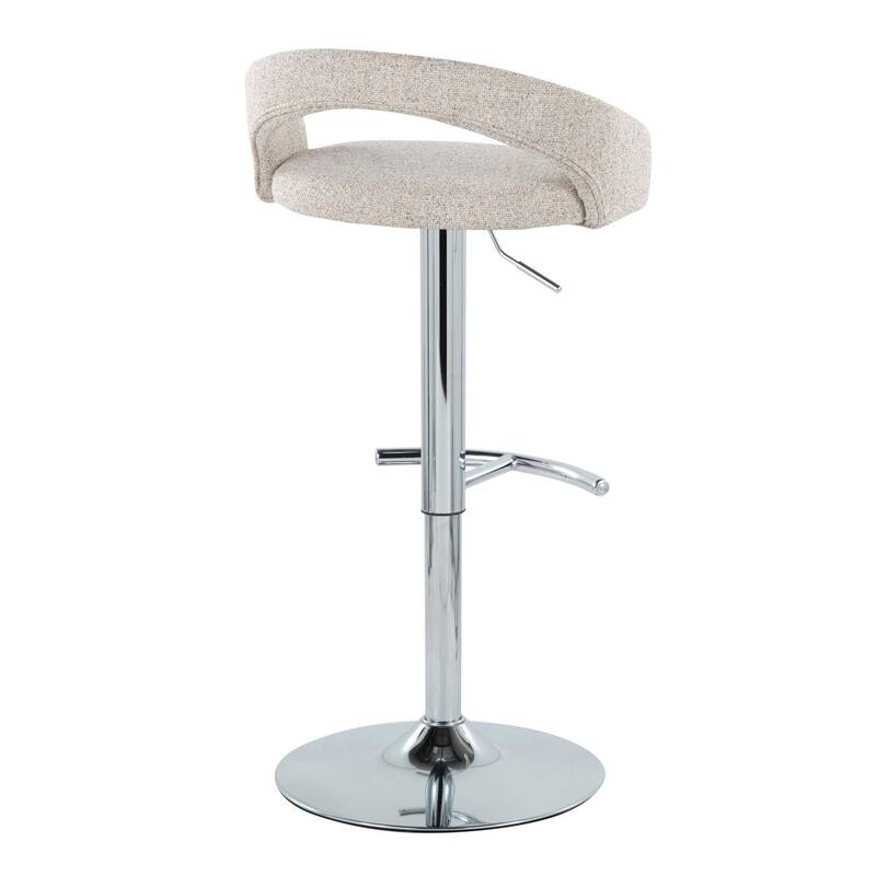 Grotto Upholstered Adjustable Barstool with Chrome Metal - Set Of 3