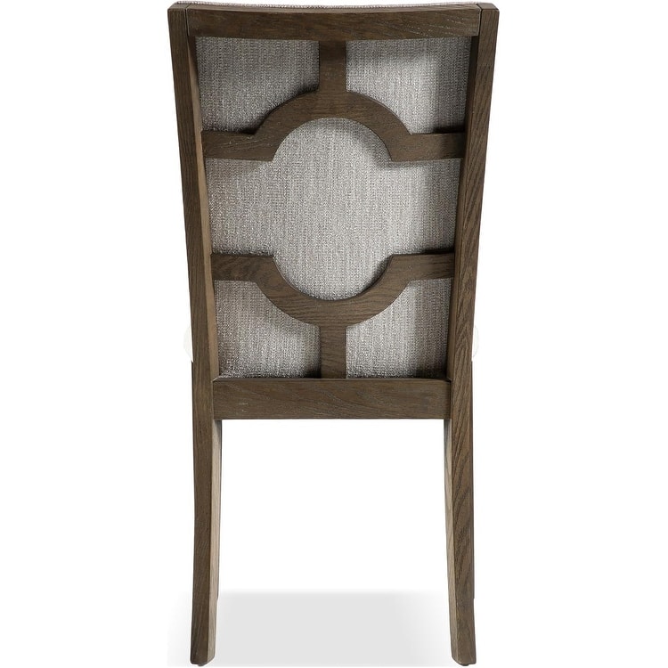 Farmhouse Style Oak Finish Upholstered Side Chairs