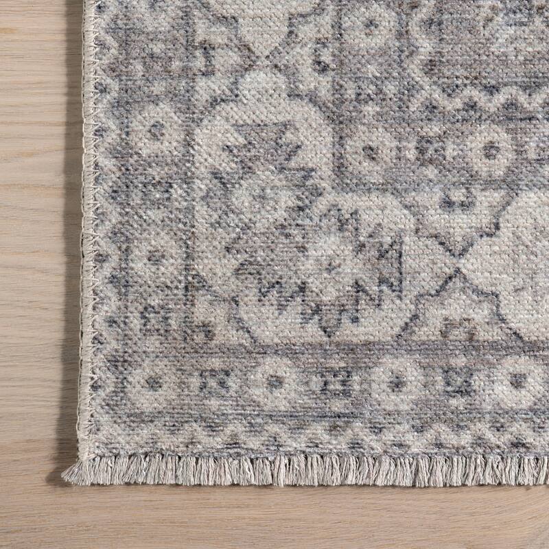 Kaski Geometric Machine Washable Area Rug - 4' x 6' - Grey - Rectangle