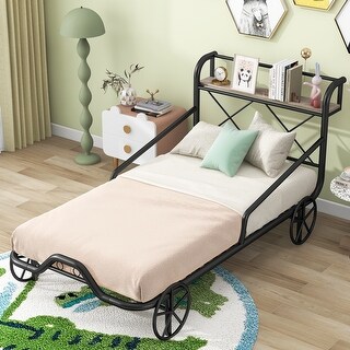 Metal Car Platform Bed with Guardrails
