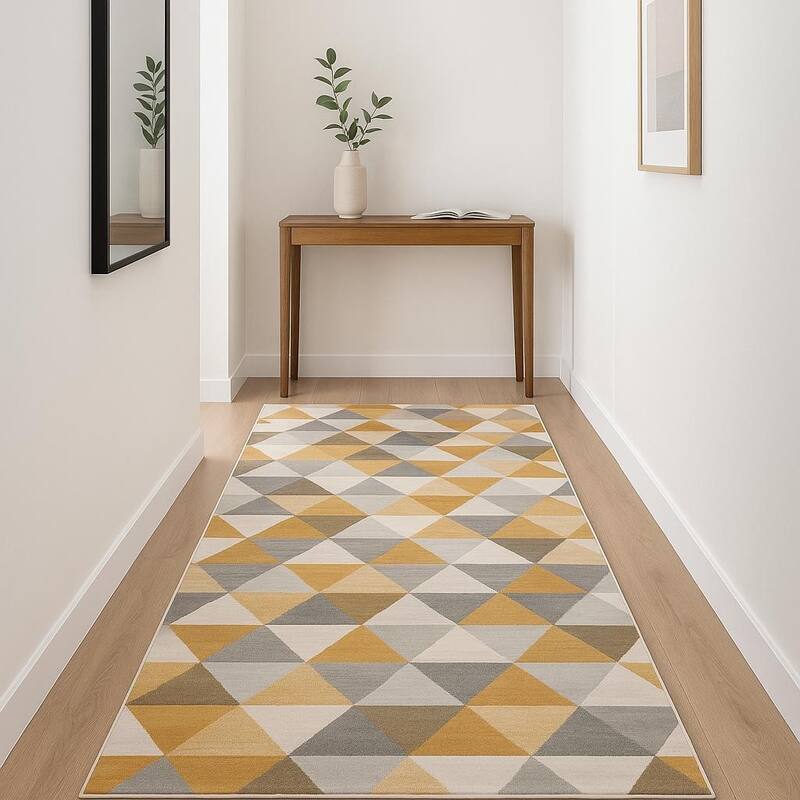 HomeRoots Abstract Modern Runner Area Rug - 144.00 in. x 27.00 in.  x 0.40 in.