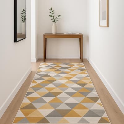 HomeRoots Abstract Modern Runner Area Rug