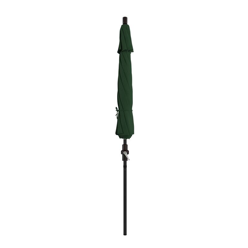 California Umbrella 9' Rd Patio Umbrella Bronze Aluminum Frame Fiberglass Ribs Crank Lift Collar Tilt Sunbrella - Forest Green