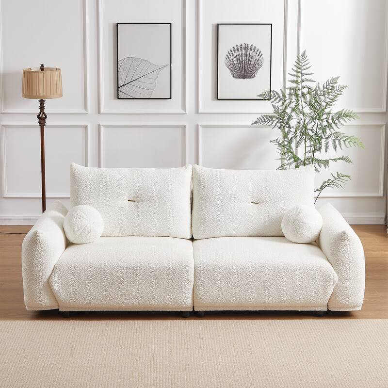 90.5-In Living Room Couch with Pillows,Sectional Sofa with Thick Armrest and Seat,2 Colors - Beige