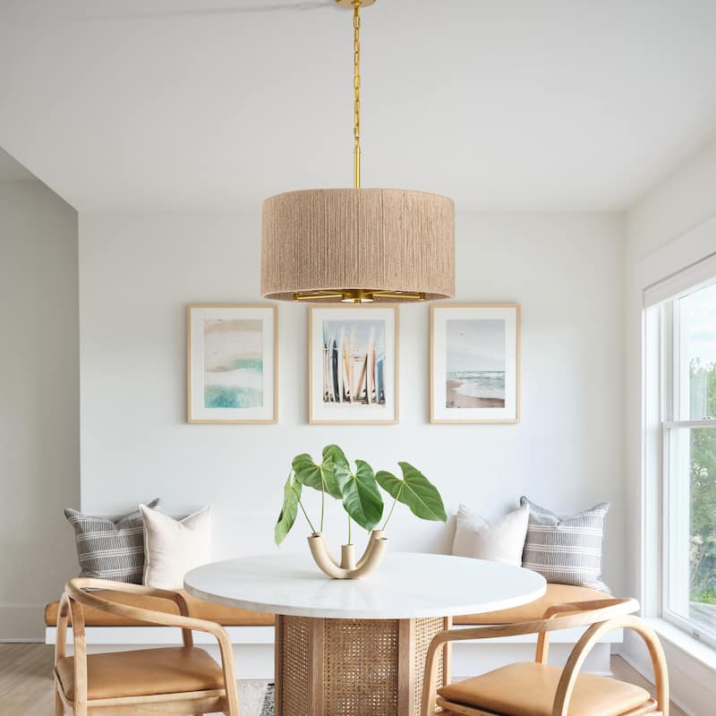 C Cattleya 5-Light Gold Jute Rope Chandelier Indoor Pendant Light Chandelier