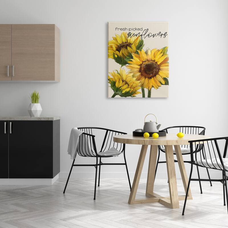 Stupell Fresh Picked Sunflowers Calligraphy Vivid Yellow Blossoms Canvas Wall Art, Design by Conrad Knutsen