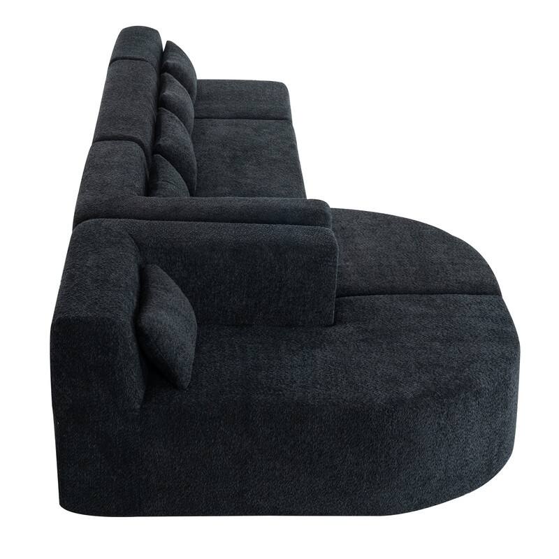 Free Combination Upholstered Sectional Sofa, Sofa Set with Curved Chaise Lounge, Large Floor Couch with Pillows