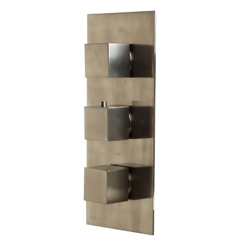 ALFI brand AB2901-BN Brushed Nickel Concealed 4-Way Thermostatic Valve Shower Mixer /w Square Knobs - Silver