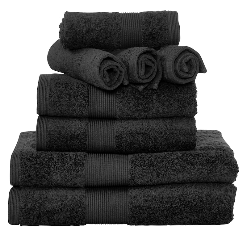 Fabstyles 8 Piece Plush Cotton Towel Set - Grey
