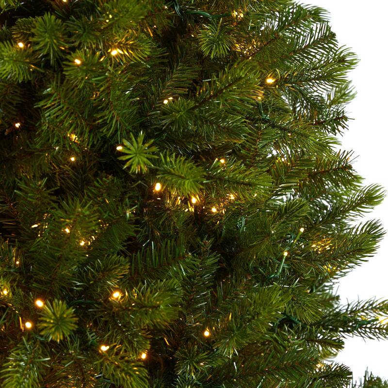 9.5ft. Slim Mountain Spruce Artificial Christmas Tree with 1400 Warm White Micro LED Lights & Remote - Majestic Statement Tree