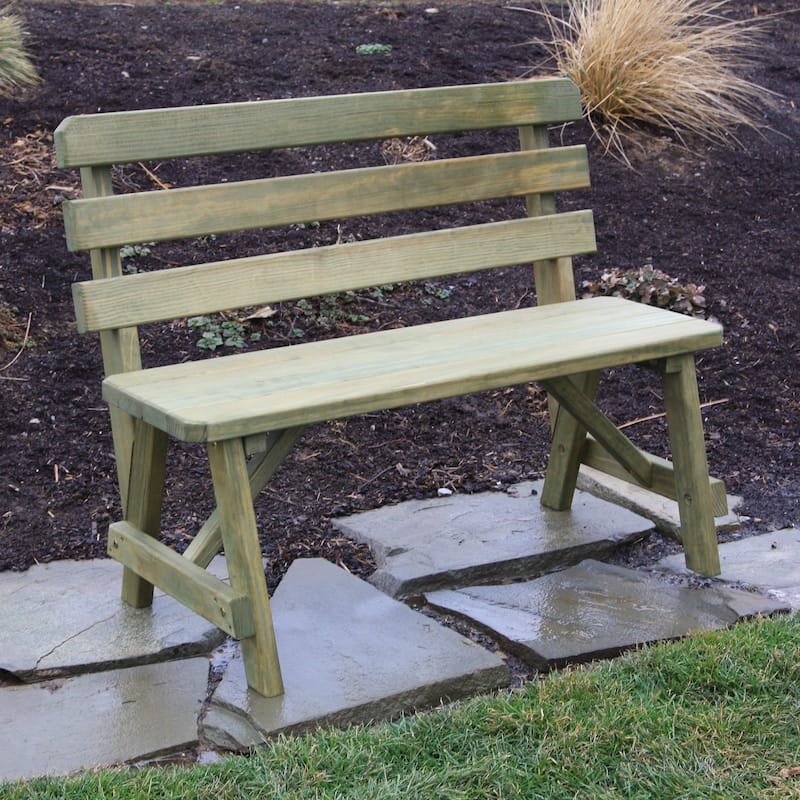 Pine 4' Traditional Backed Bench