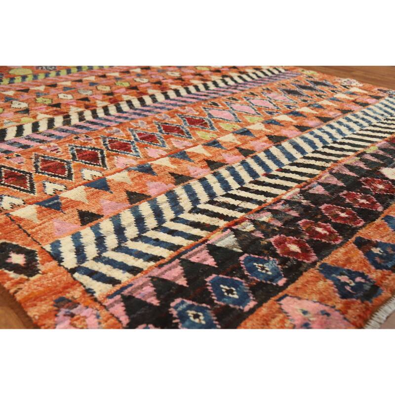 Moroccan Oriental Area Rug Handmade Orange Modern Wool Carpet - 6'5" x 9'8" - 6'5" x 9'8" - Orange