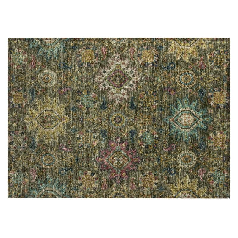 Machine Washable Indoor/Outdoor Boho Traditional Chantille Rug