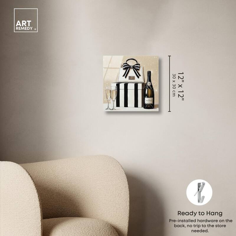 Black and White Striped Glam Acrylic by Art Remedy, Ready to Hang
