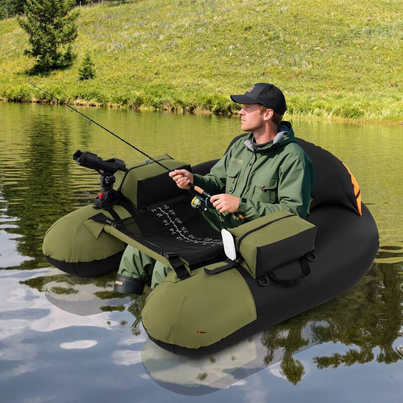 Costway Inflatable Float Tube with Adjustable Fishing Rod Holder Fish - See Details