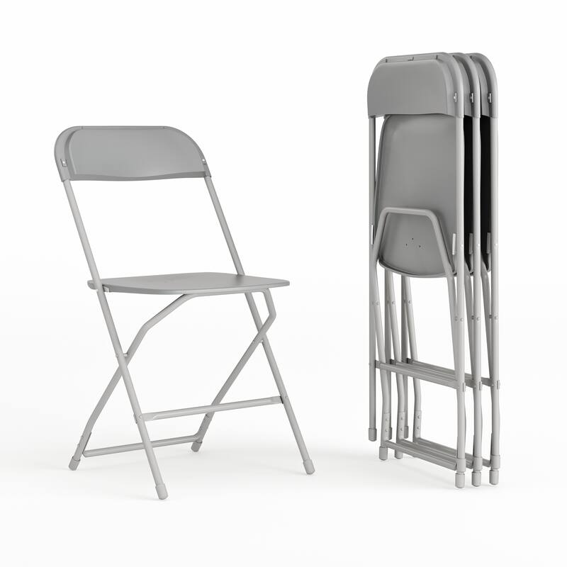 Plastic Folding Chair - 650LB Weight Capacity - Event Chair - 17.5"W x 18"D x 31.5"H - Grey