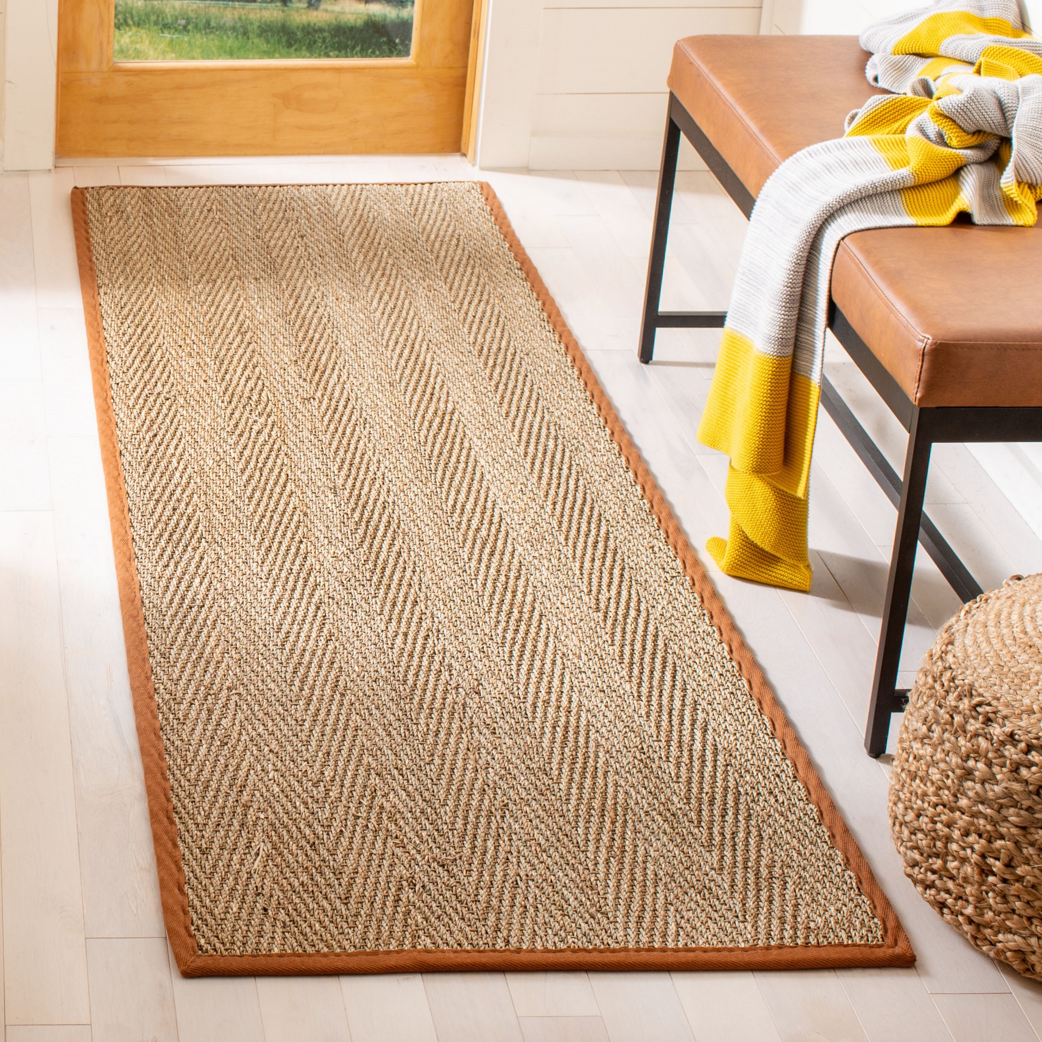 Safavieh Natural Fiber Marble Black Sisal Runner 2 6 X 12 For