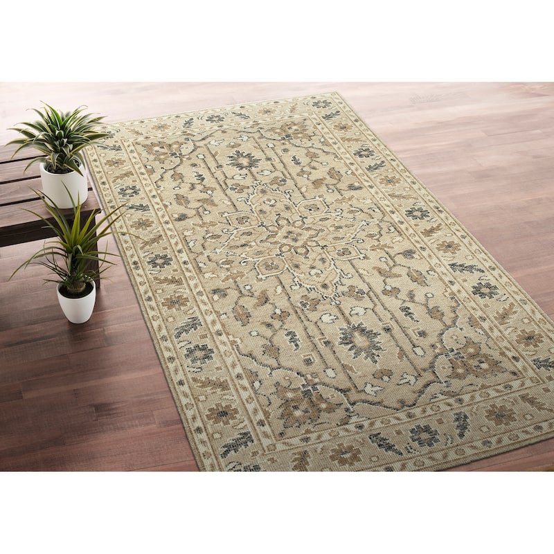 Herrera collection, HRA, Handmade, Kaleen, indoor-outdoor area rug - 5'6" x 8'6" - Sand