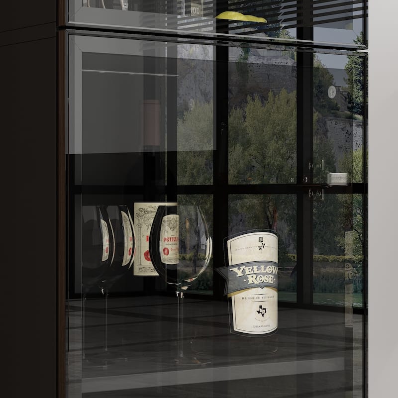 Sleek Modular Curio Wine Cabinet Storage Solution with Glass Doors