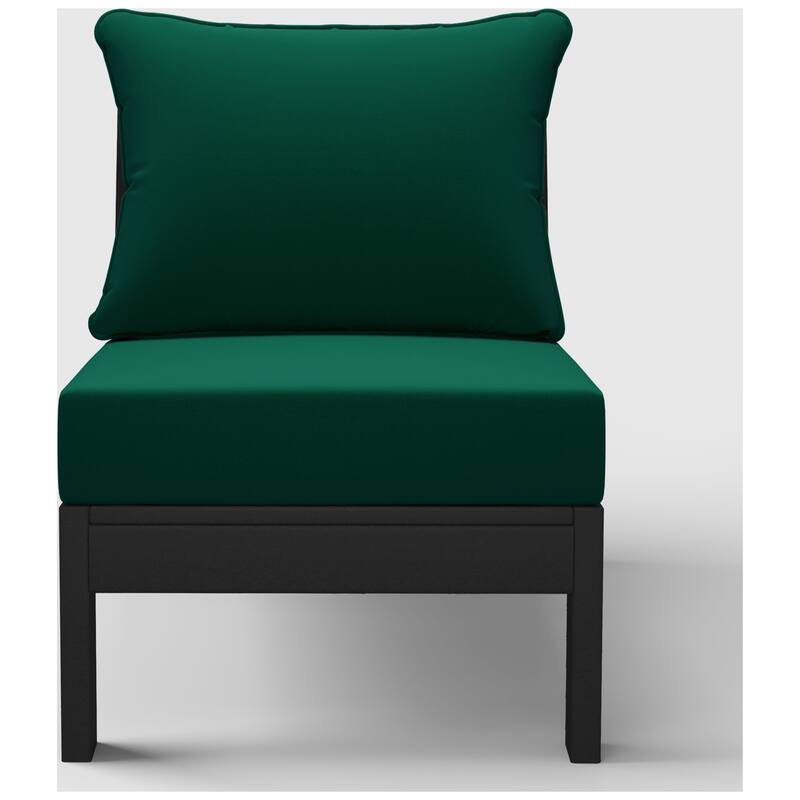 Birchwood All Weather HDPE Outdoor Patio Deep Seating Black Armless Chair With Cushions (1-Piece)