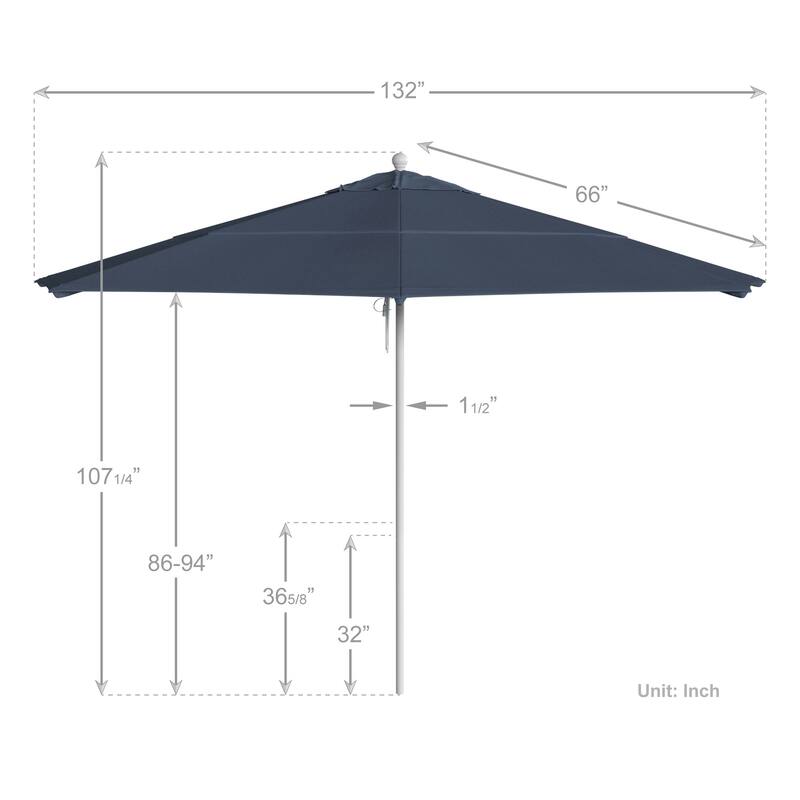 California Umbrella 11' Venture Series Patio Umbrella, White Aluminum Pole Fiberglass Ribs Pulley Lift Pacifica