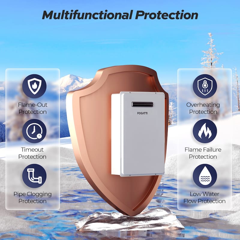 FOGATTI OCS120SNG Natural Gas Tankless Water Heater Outdoor 120000BTU