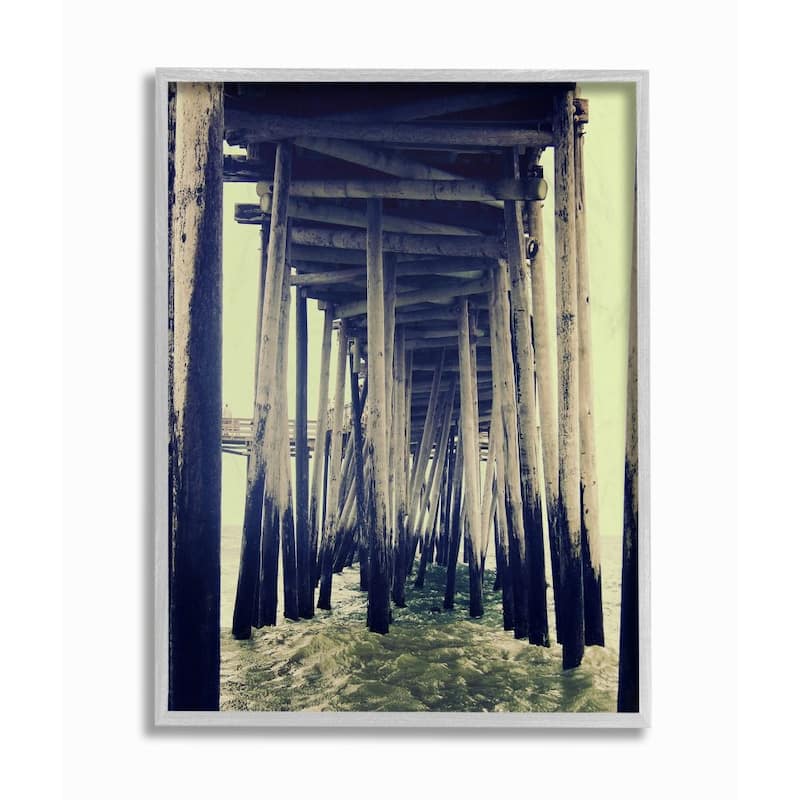 Stupell Wind Waves under Distressed Pier Antique Scene Framed Wall Art - Multi-Color