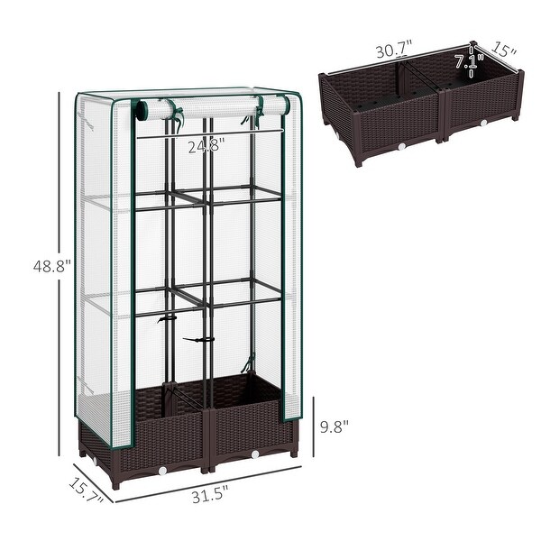 GDFStudio - Outdoor Garden Bed with Trellis, Protective Cover