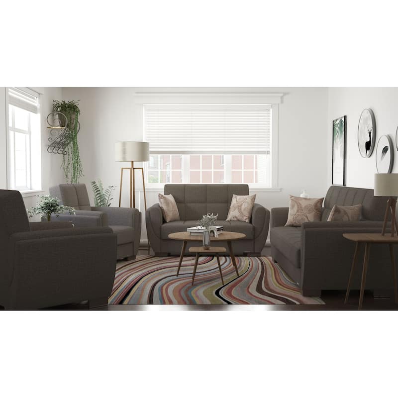 Collection Upholstered Convertible Loveseat With Storage