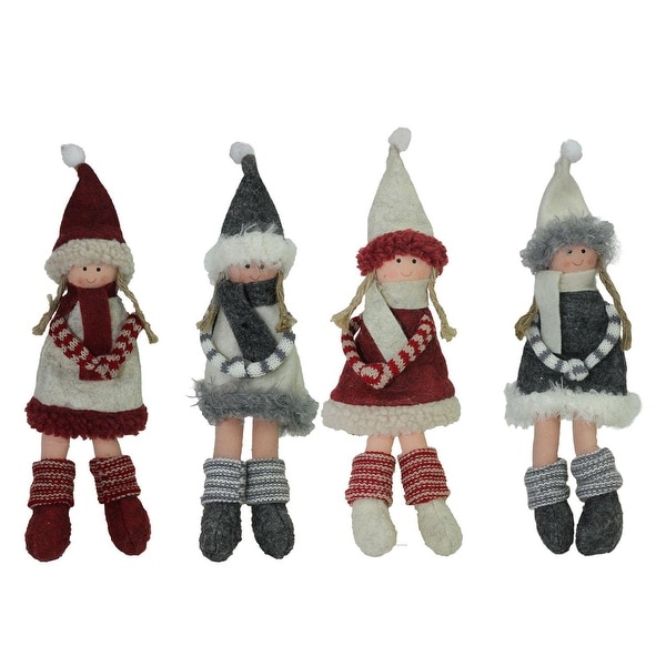 set of 4 plush red gray and beige winter girls christmas doll ornament decorations 12 - Overstock Christmas Decorations set of 4 plush red gray and beige winter girls christmas doll ornament decorations 12 - Overstock Christmas Decorations
