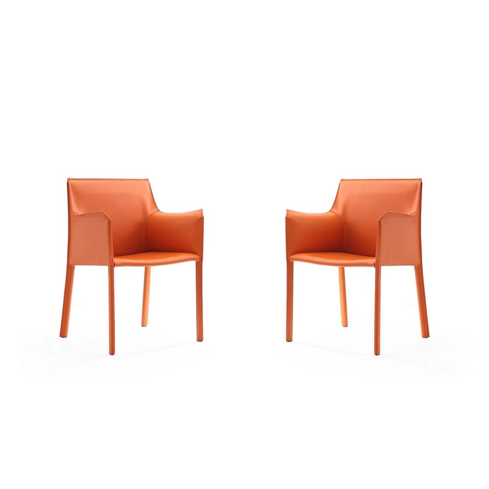 Paris Saddle Leather Dining Room Armchair (Set of 2)