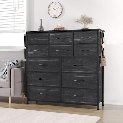 12 Drawer Dresser for Bedroom,Tall Fabric Dresser with Side Pockets and Hooks