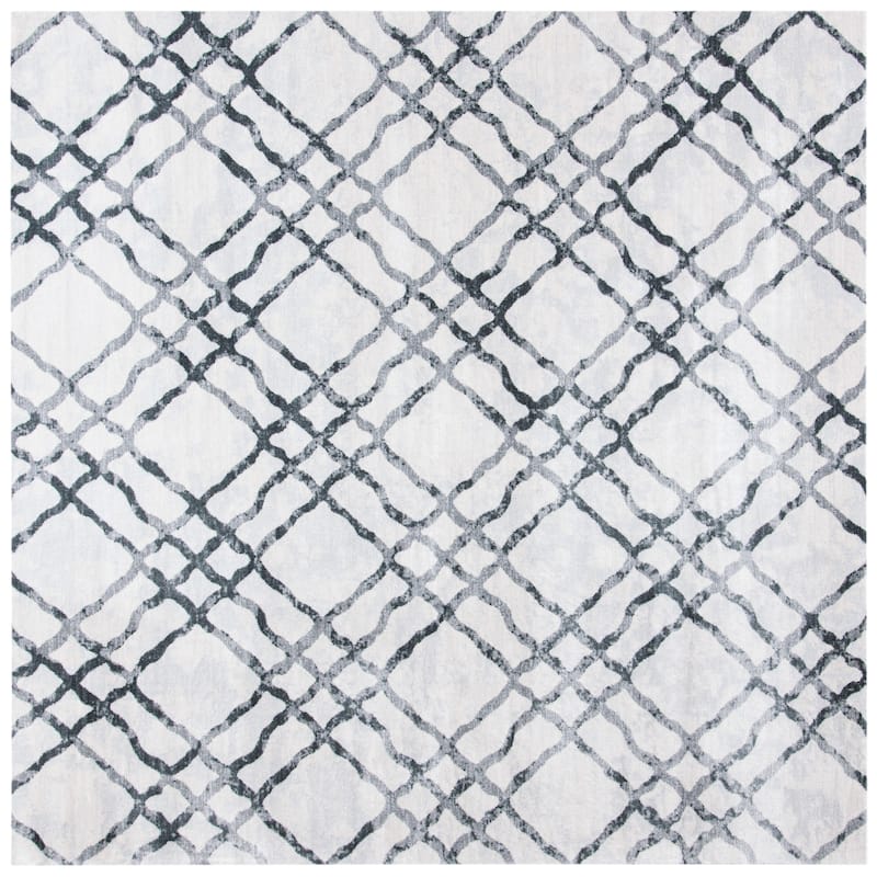 Martha Stewart by SAFAVIEH Saniye Trellis Distressed Rug - 6'7" Square - Ivory/Grey