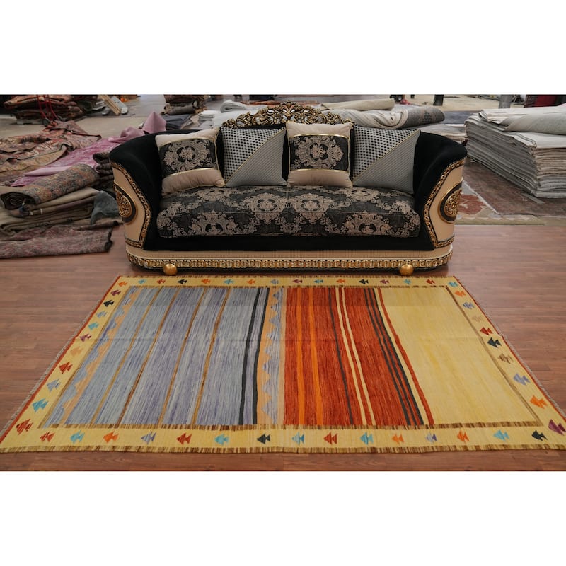 Hand Woven Southwestern Wool Multi-Colored Geometric Area Rug - 7' 11'' X 4' 10''