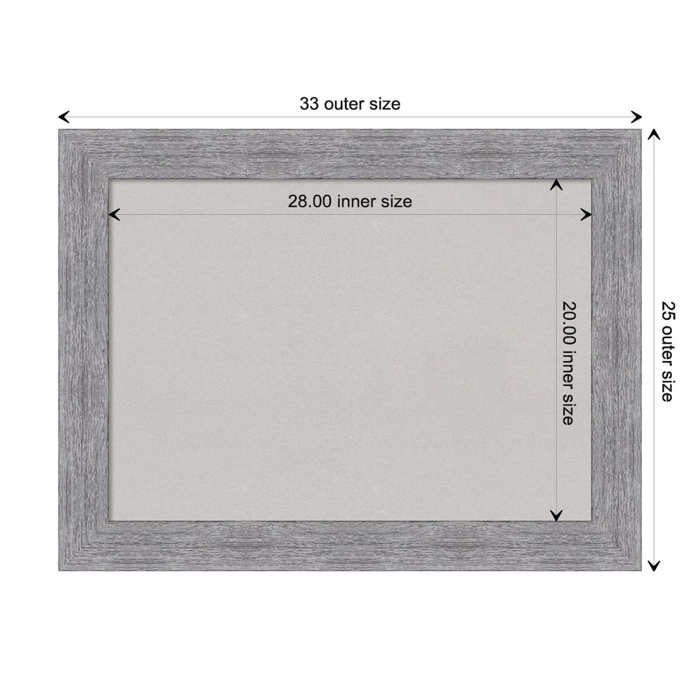 Bark Rustic Grey Framed Grey Corkboard Bulletin Board