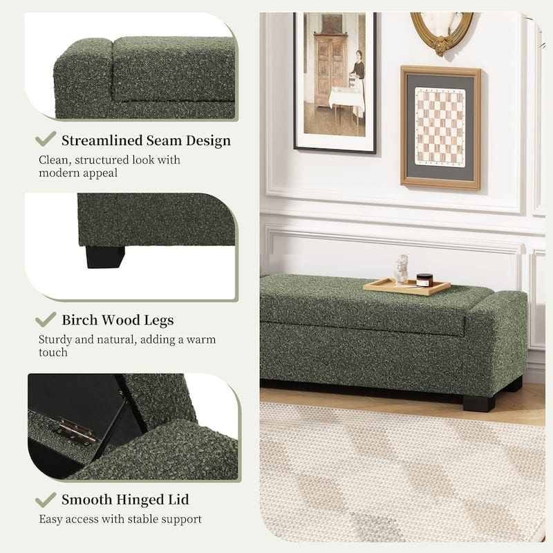 50 Inch Ottoman Bench in Textured Fabric
