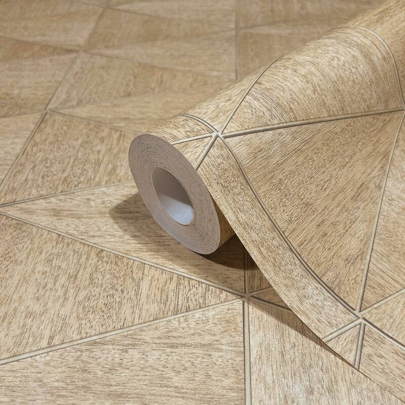 Galerie Wallcoverings Woods and Wicker Collection Triangular Wood Tile Matte Finish Vinyl on Non-woven Wallpaper Roll