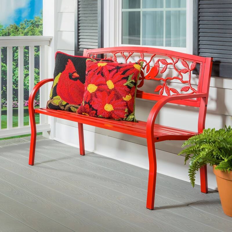 50 in. Cardinals Metal Outdoor Garden Bench