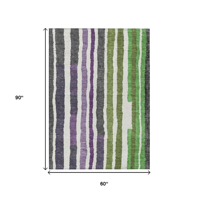 HomeRoots Striped Transitional Rectangle Outdoor Rug