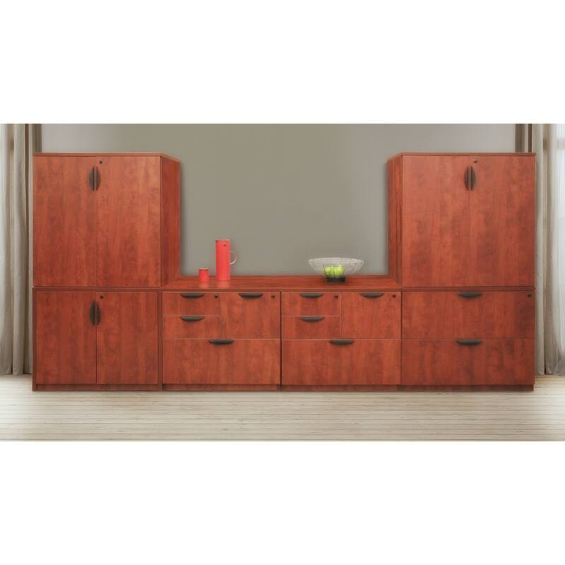 29-Inch Storage Cabinet Cherry - Compact Locking Organizer with Adjustable Shelf for Office or Home Use